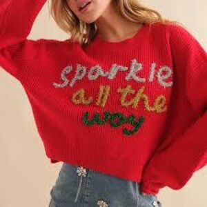 Mainstrip Red “Sparkle All the Way” Holiday Christmas Sweater